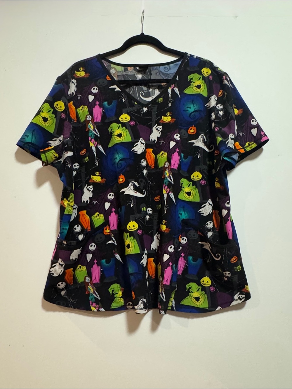 Scrubstar Women's Disney Nightmare Before Christmas "Jack Attack" Scrub Top 2XL